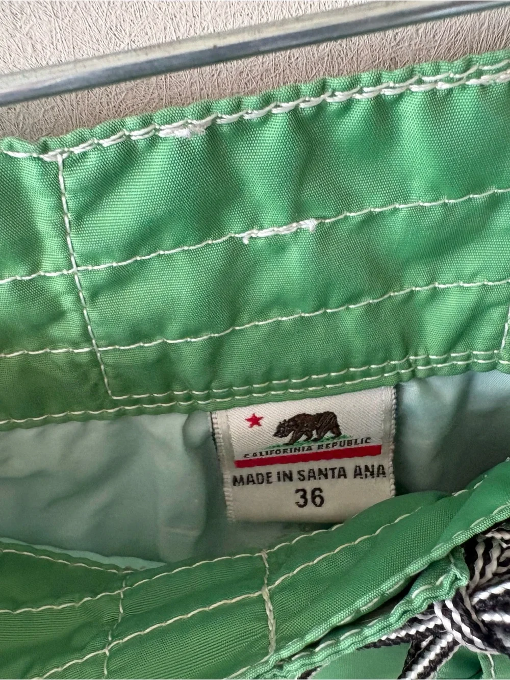 Men's Birdwell Beach Britches Green Swim Trunks - Classic Lace-Up Waist sz 36